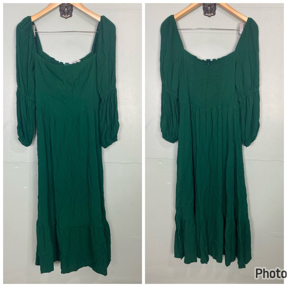 Reformation Mica Green Midi Long Sleeve Dress‎ Sz 12
